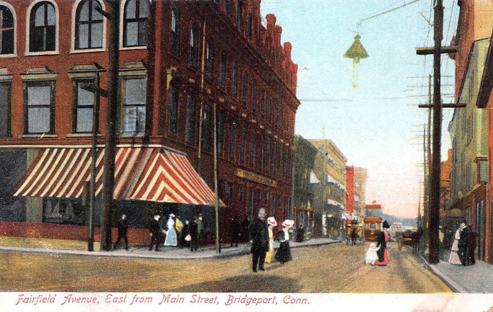 Fairfield Ave., East from Main St., Bridgeport, Conn., Early Postcard, Unused 