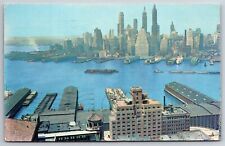 New York City~Downtown Skyline~Watchtower HQ~Bethel Home~1953 Postcard picture