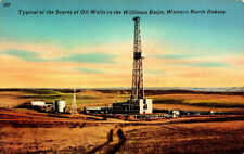Oil Well in the Williston Basin, Western North Dakota - Unposted Chrome Postcard picture