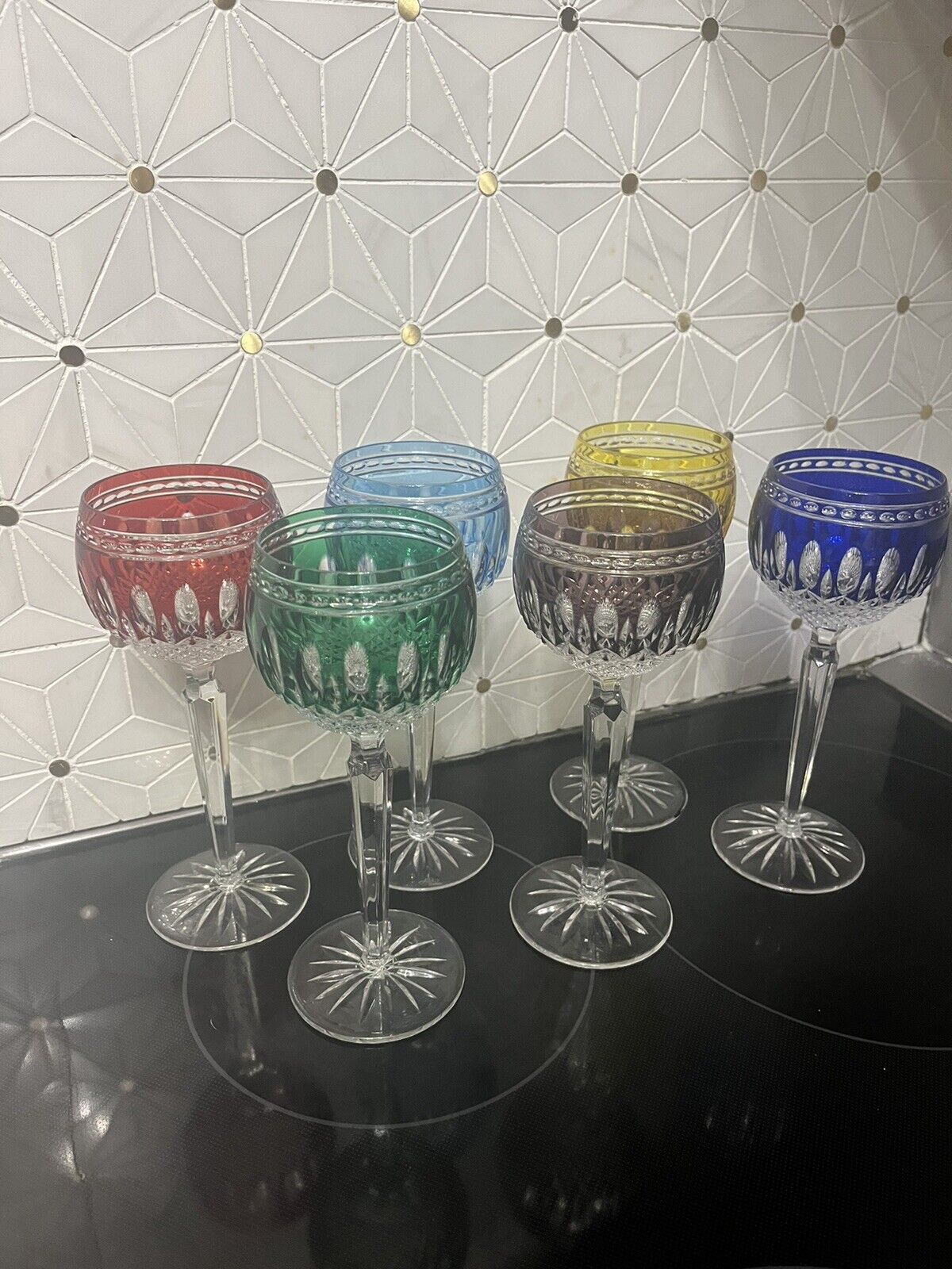waterford crystal clarendon wine hocks rainbow set of 6 Extremely Rare