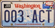 Washington State License Plate 003-ACT Show Biz Theater Actor 3 Act Plays ALPCA picture