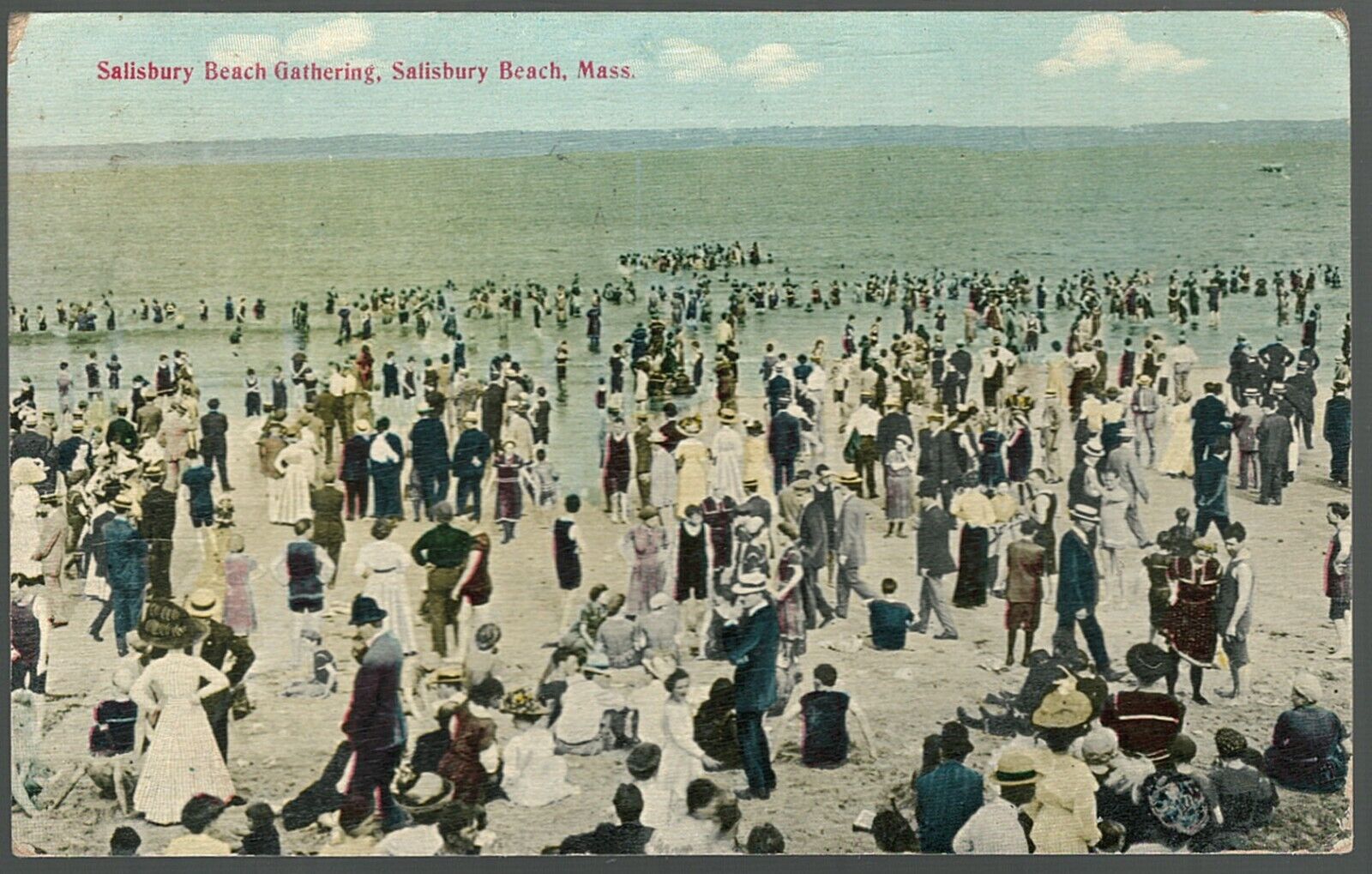 Postcard Salisbury Beach Gathering Massachusetts 1912