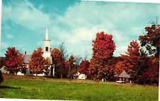 Autumn Leaves View Of Church Building Barnard Vermont Vintage Postcard Unposted picture