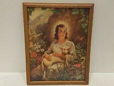 Beautiful Warner Sallman The Boy Christ holding Lamb Jesus Vintage Lithograph picture