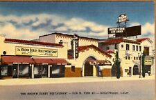 Hollywood Brown Derby Restaurant Western Airlines California Vintage Postcard picture