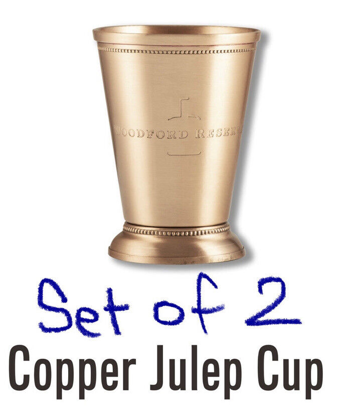 Kentucky Derby Set Of Two  Copper-plated Woodford Reserve Mint Julep Cups 10oz