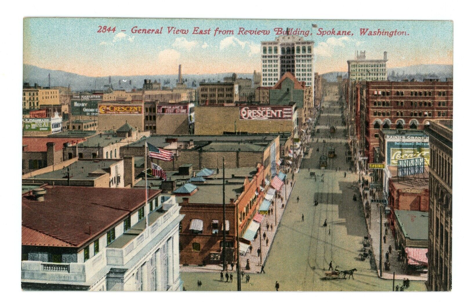 Spokane Washington General View East from Review Building Vintage Postcard