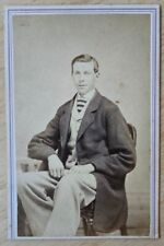 Rutland Vermont CDV Civil War era man w zig zag tie by F. Mowrey w tax stamp picture