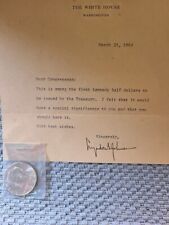 [Lyndon B. Johnson]. Typed Letter Transmitting Kennedy 1964 Half Dollar picture