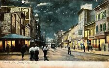 NEWARK AVE, JERSEY CITY, NJ At Night Antique Postcard 1914 picture