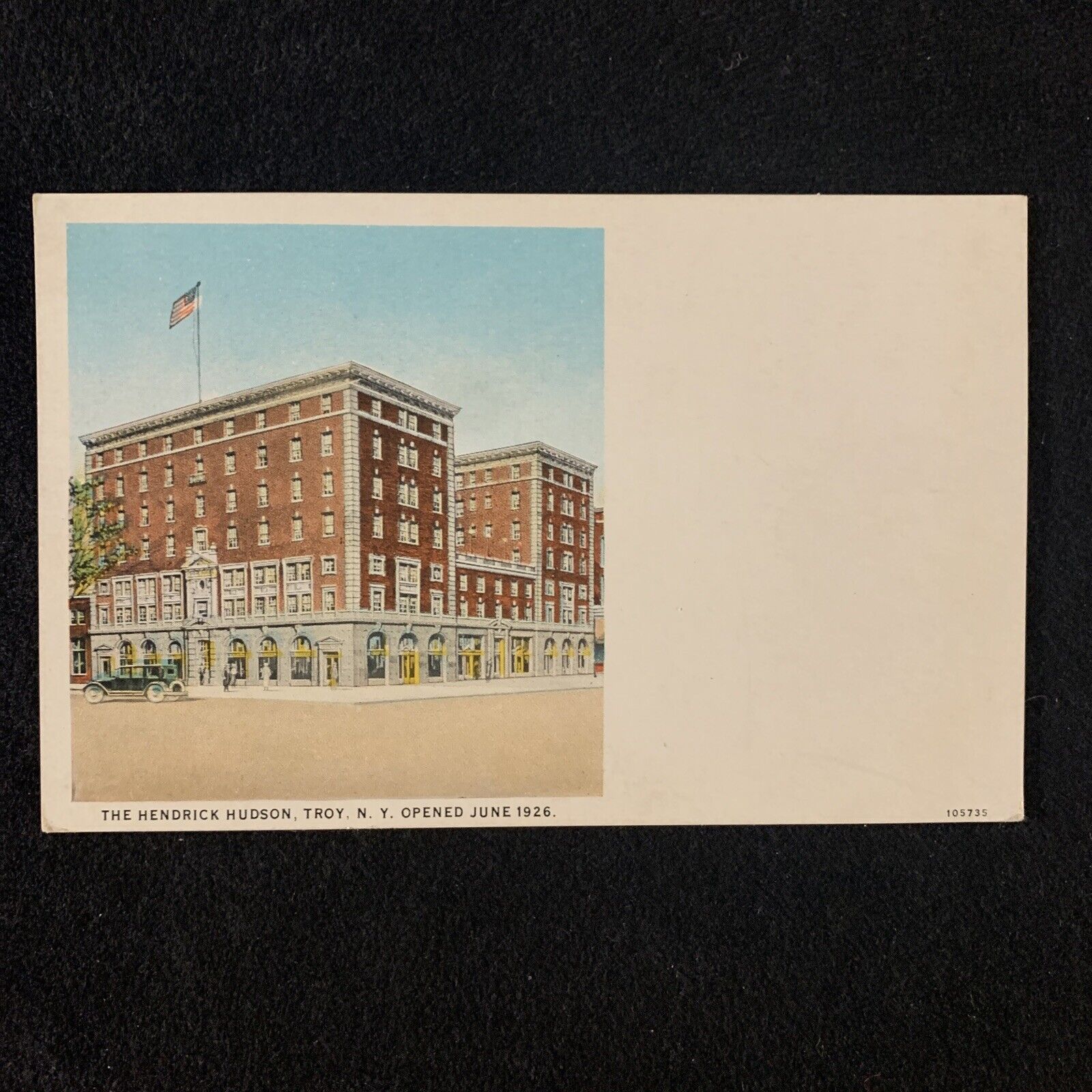 Troy New York~Downtown Hendrick Hudson Hotel~Map on Back~1920s Postcard Curteich
