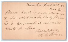 1891 Send Address to Party Swanton Nebraska NE Omaha NE Posted Postal Card picture