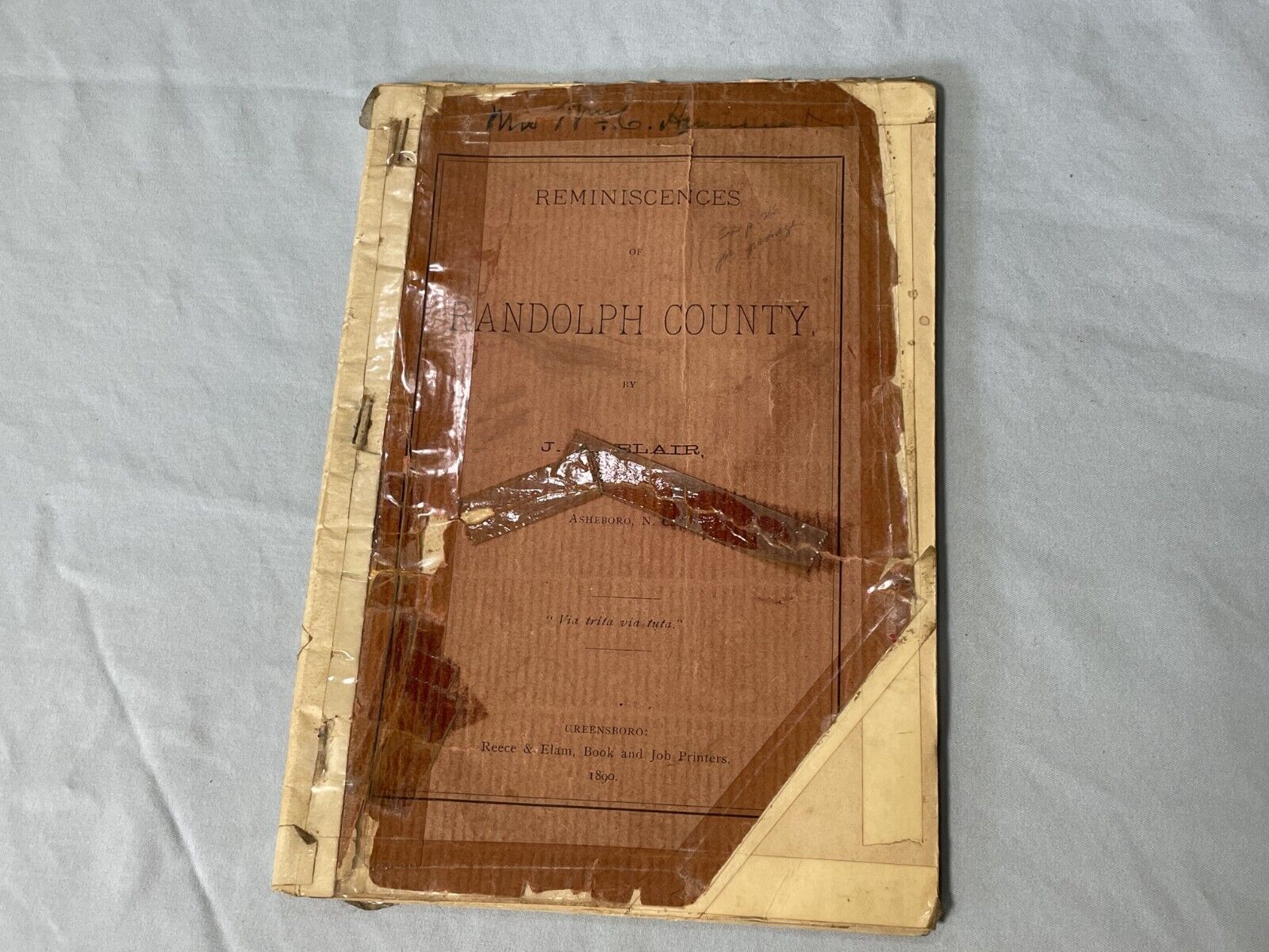 1890 Reminiscences of RANDOLPH COUNTY NC Historical Book ~ Asheboro Randleman