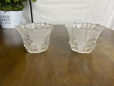 Scallop Top Frosted Pine Tree Votive Crystal Candle Holders picture