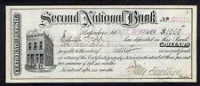Belvidere, IL 1895 Second National Bank $1,000 Certificate of Deposit - Scarce picture