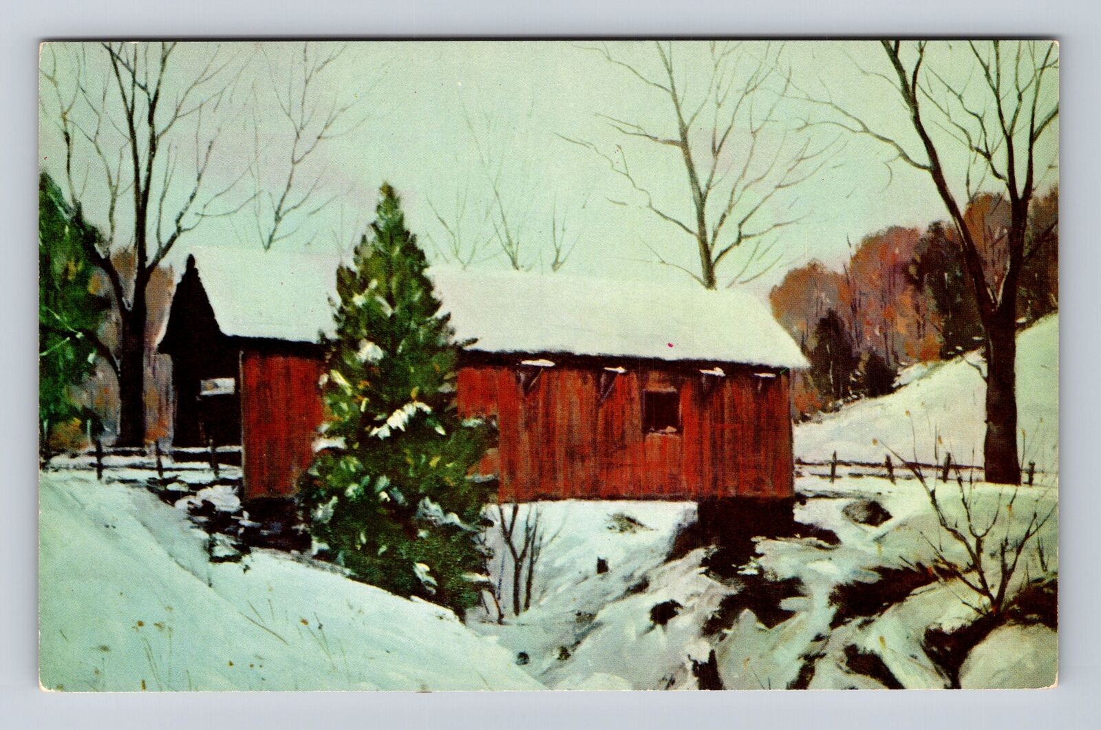 Waitsfield VT-Vermont, Covered Bridge, Antique, Vintage Souvenir Postcard