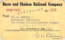 BARRE CHELSEA OXWELD  LOW # 429  RAILROAD RAILWAY RR RWY RY PASS picture