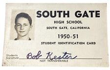 1950-51 South Gate California High School Paper Photo I.D. Card picture