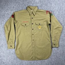 VINTAGE 1940s 40s Boy Scout Uniform Shirt Large BSA Patch Selvedge Bloomfield NE picture