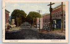 POSTCARD STREET SCENE MAIN STREET WATERBURY VERMONT - 1923 picture