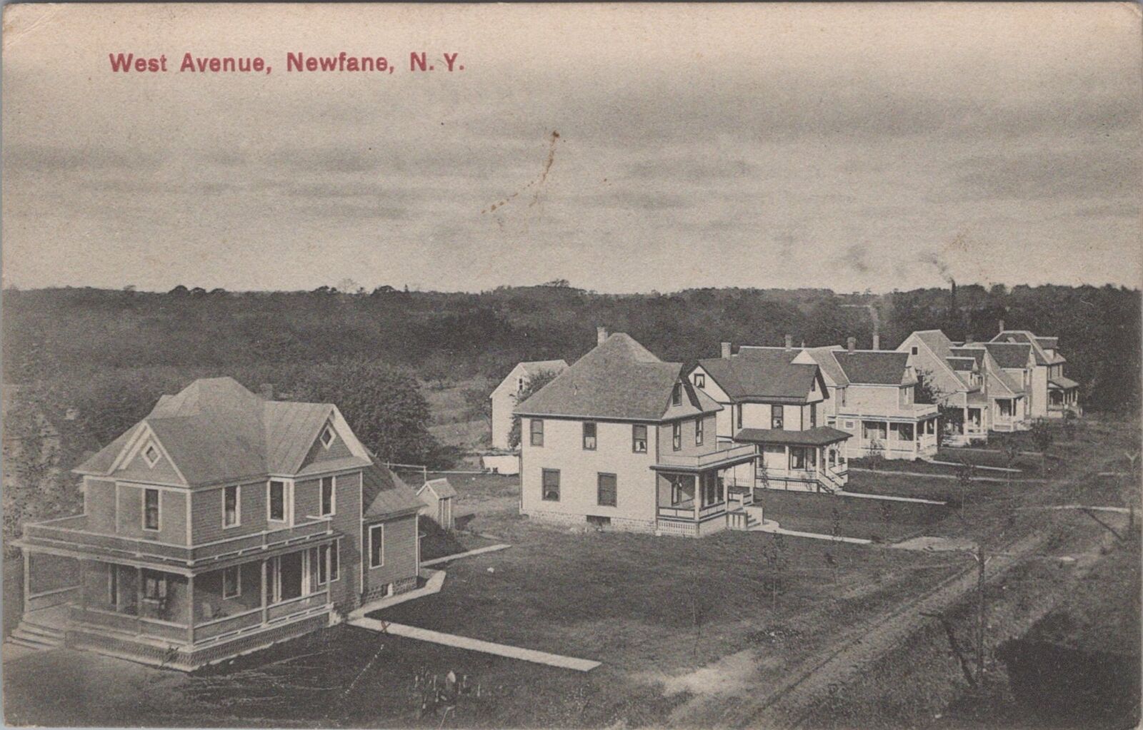 West Avenue, Newfane Houses, New York 1908 PM Postcard