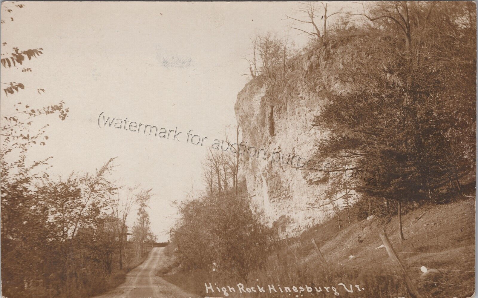 Hinesburg, VT: 1911 High Rock RPPC - Vintage Vermont DPO Real Photo Postcard