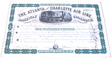 1919 ATLANTA & CHARLOTTE AIR LINE RAILWAY ONE HUNDRED SHARES STOCK CERTIFICATE picture