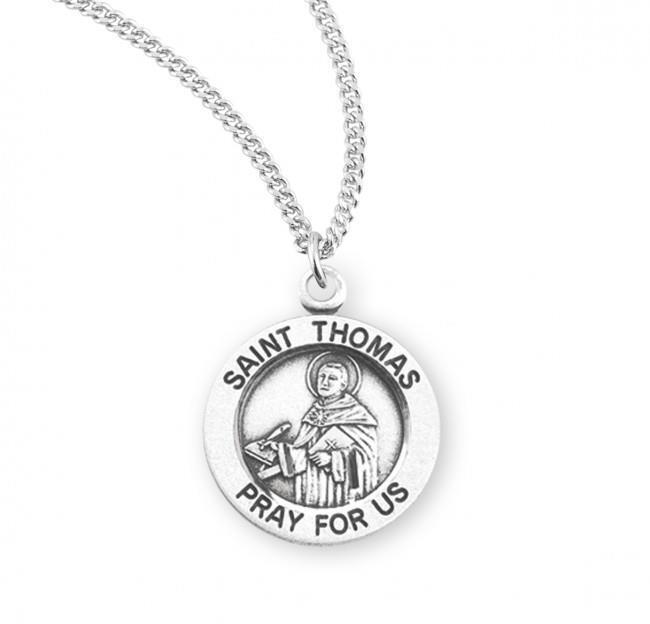 Saint Thomas Round Sterling Silver Medal Size 0.8in x 0.6in
