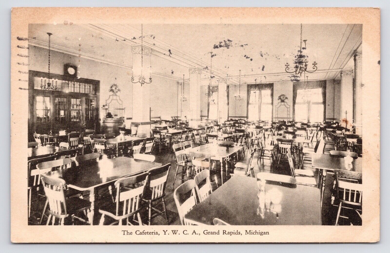 1920s~Grand Rapids Michigan MI~YWCA Cafeteria Interior~Sheldon Blvd~VTG Postcard