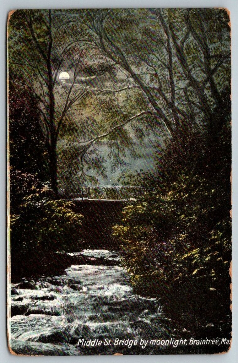 Middle Street Bridge  Braintree  Massachusetts  Postcard  1920