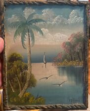 Vintage 1930s  F.J. Heard Addison-Style Florida Souvenir Painting picture