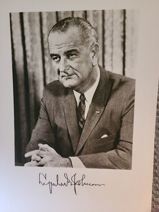 Autographed portrait photo. President Lyndon B. Johnson. B&W 9.75 x 6.25 inches