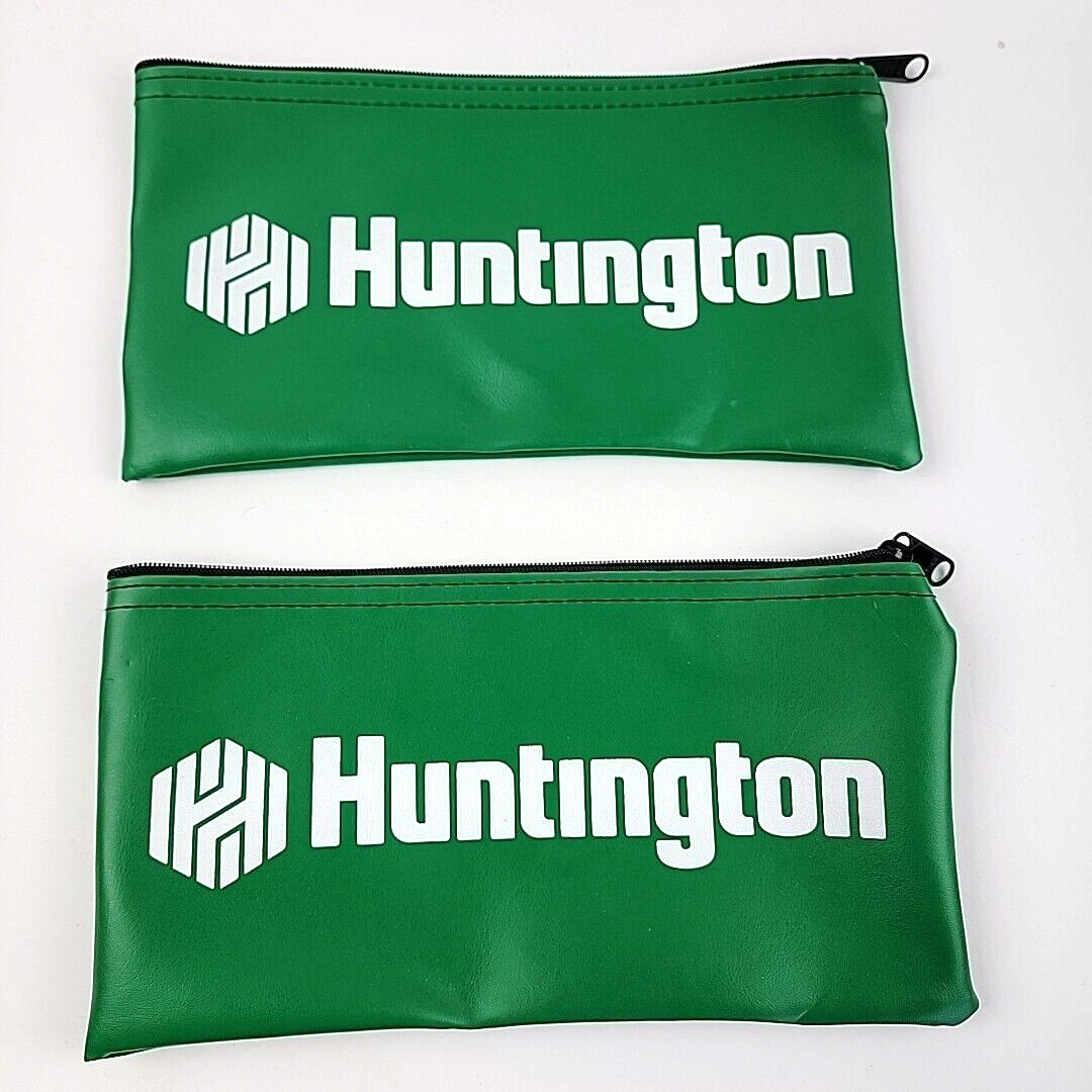 Huntington Bank Deposit Bag Michigan Green Lot of 2