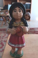 Folk Art, Peru, Woman With Baby & Drum, Clay, Handmade  picture