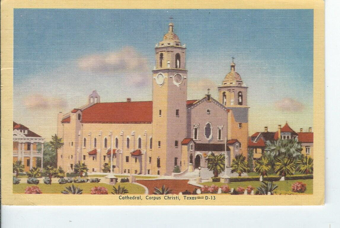 CJ-328 TX, Corpus Christi, Cathedral Linen Postcard South Texas Candy Co Publ