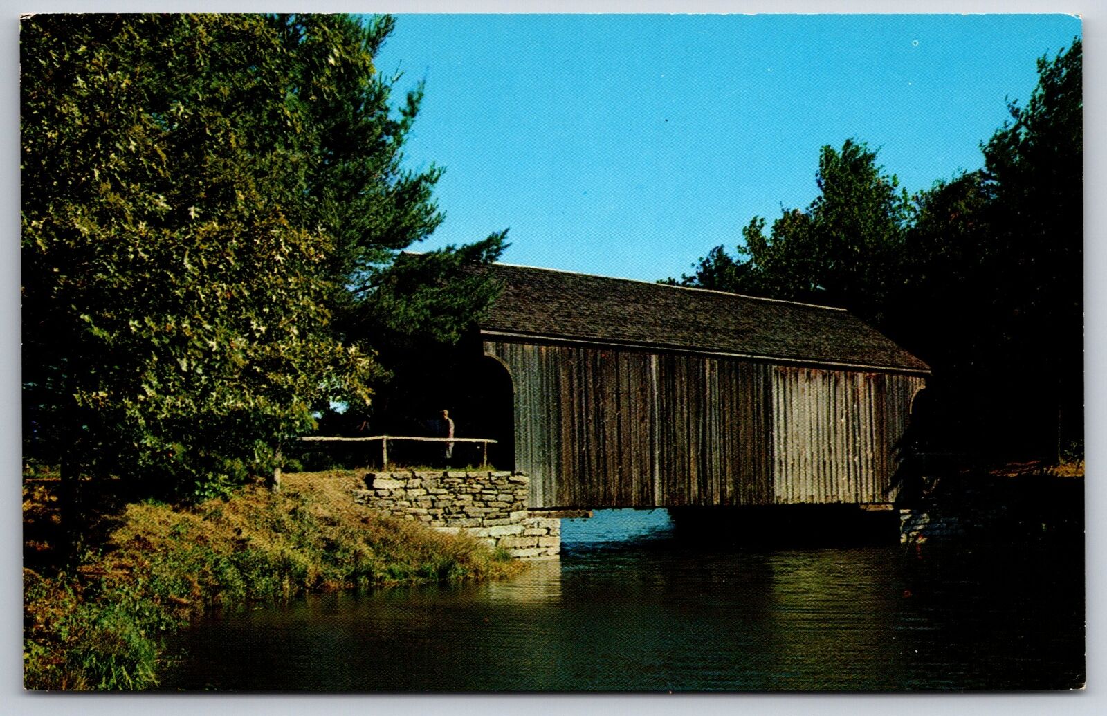 Dummerston Vermont~Mill Pond Covered Bridge~Old Sturbridge Village~1960s PC