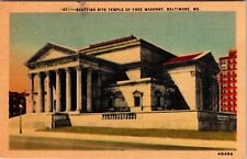 Scottish Rite Temple of Free Masonry Baltimore Md. Vintage Postcard Linen picture