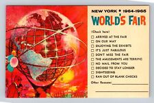 New York City NY, Worlds Fair, Unisphere, Antique Vintage Souvenir Postcard picture