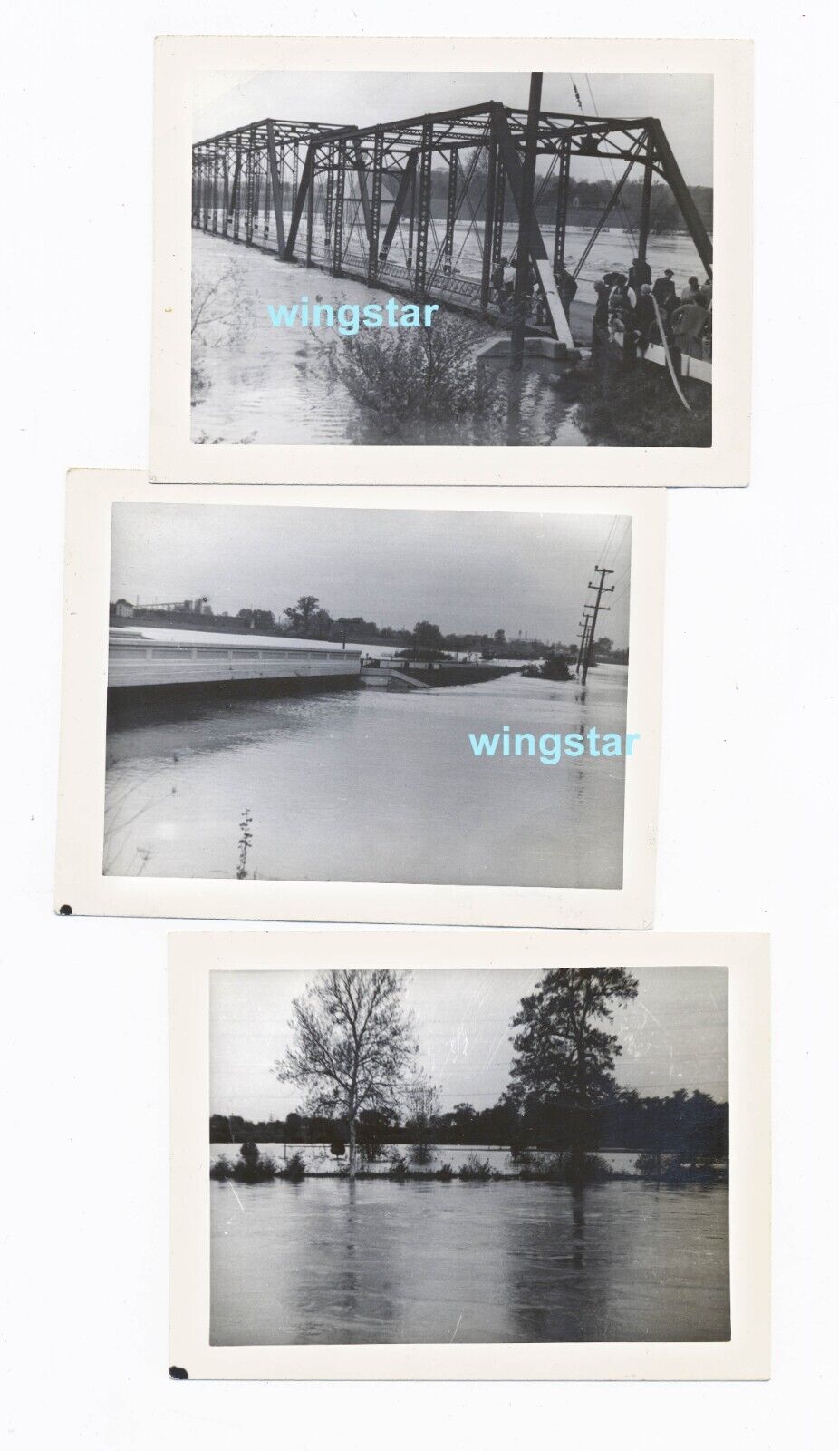 Old Photos Flooding Riverwood Bridge Gravel Pit Bridge Noblesville, IN  1940s