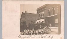 MARSHFIELD WI MARCHING BAND c1910 real photo postcard rppc wisconsin street picture