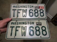 A++ HIGH QUALITY 1987 PAIR WASHINGTON LICENSE PLATES picture