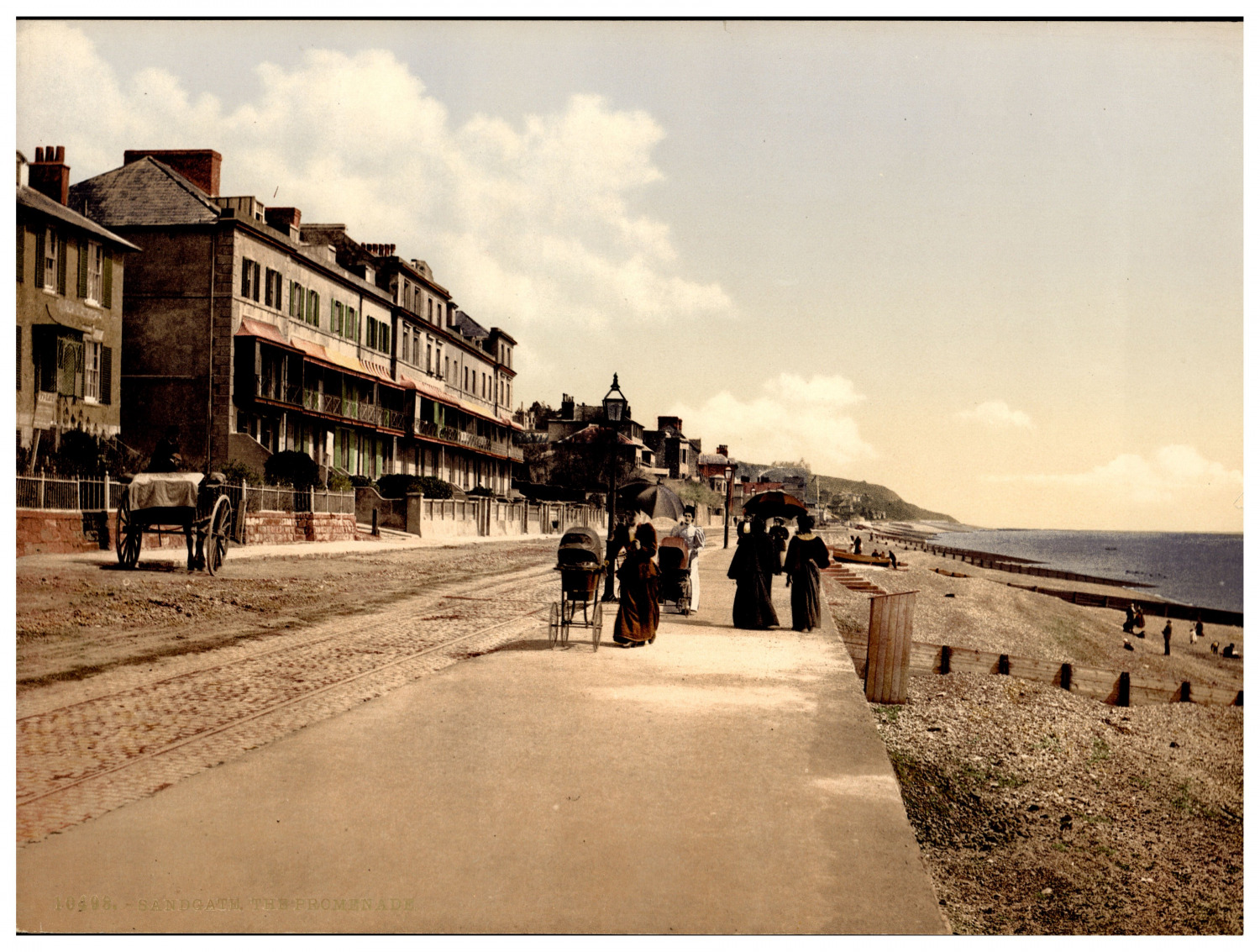 England. Sandgate. The Promenade. Vintage Photochrome by P.Z, Photochrome Zurich