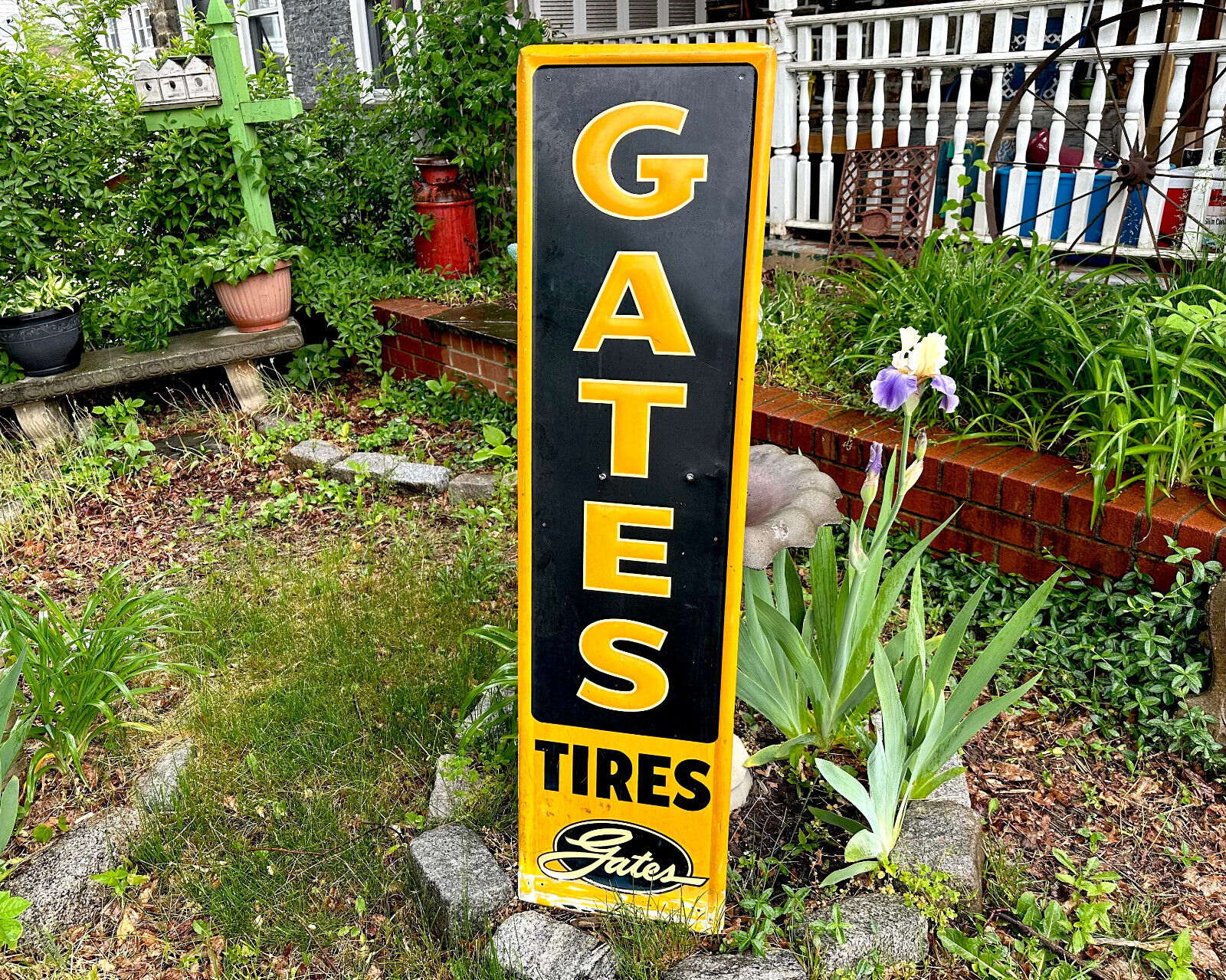 Gates Tires Vertical Sign SST 54\'\' x 14\'\' Gas & Oil Advertising Vintage Garage
