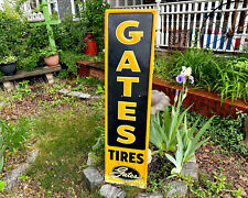 Gates Tires Vertical Sign SST 54'' x 14'' Gas & Oil Advertising Vintage Garage picture