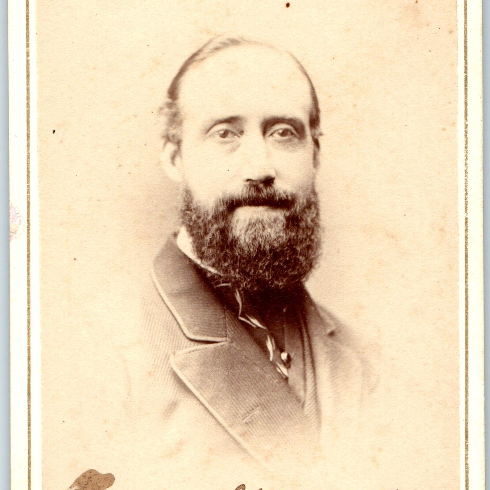1871 Manchester, England, UK Beard Older Man CdV Photo Card Brooky Sil Medal H32