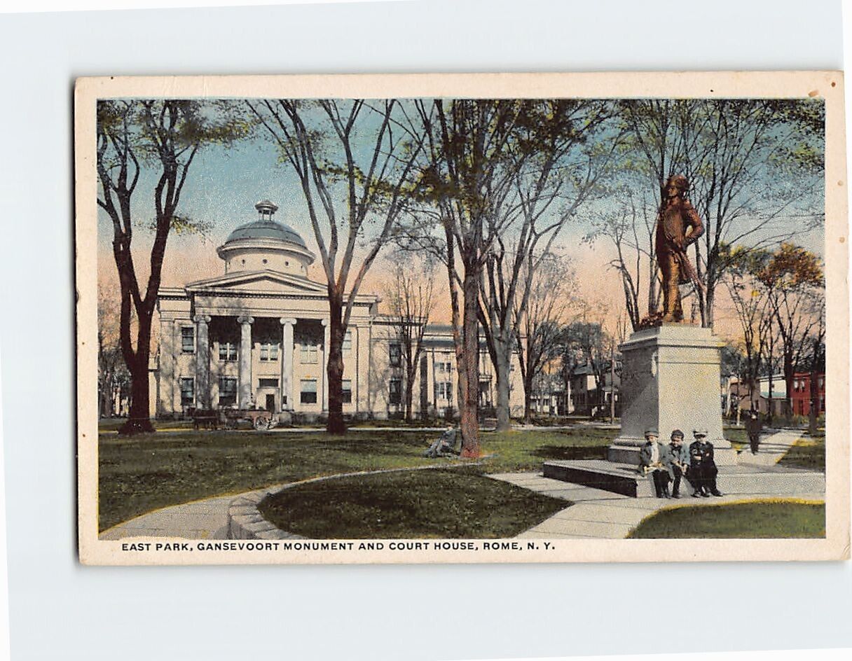 Postcard East Park Gansevoort Monument and Courthouse Rome New York USA
