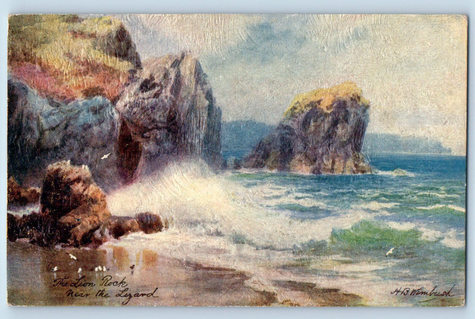 Cornwall England Postcard Lion Rock Near The Lizard c1910 Oilette Tuck Art