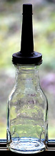 Dover Cambridge Mass No80 Thumbprint Glass Oil Bottle Dover Metal Spout Cap N.C. picture