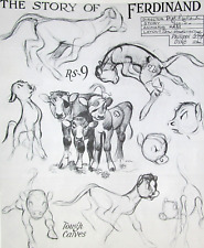 1938 FERDINAND THE BULL WALT DISNEY Original Production cel drawing MODEL SHEET picture