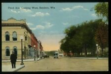 VINTAGE BARABOO WI POSTCARD THIRD AVENUE LOOKING WEST 080521  Q picture